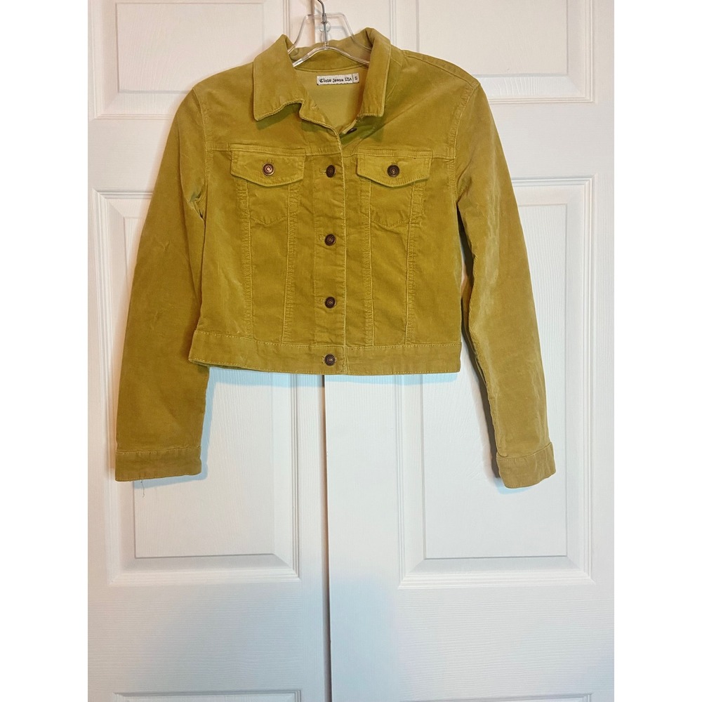 Y2K Cielo Jeans USA Mustard Yellow Corduroy Cropped Trucker Jacket Small